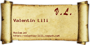 Valentin Lili névjegykártya